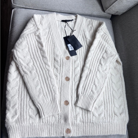 Jenni Kayne Cable Cocoon Cardigan XS Ivory Alpaca Wool NWT - Picture 4 of 4
